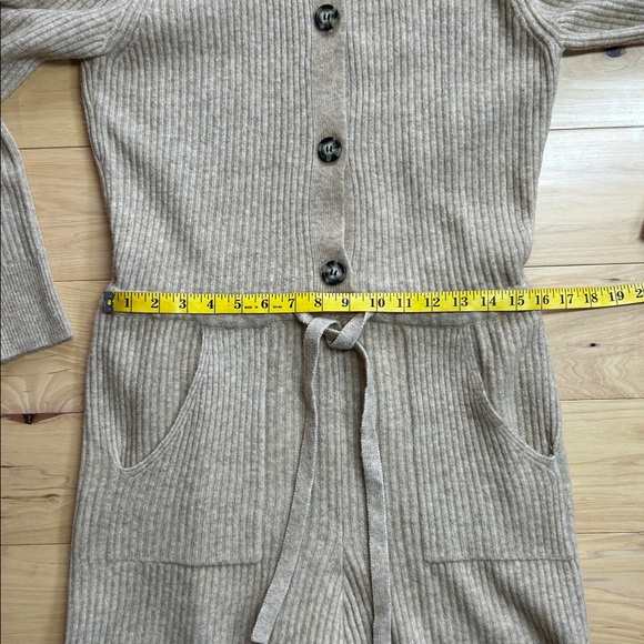 Zara Camel Sweater Stretchy Romper w/Hood and Pockets | Size Medium - Picture 3 of 7
